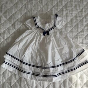 Janie and Jack Nautical white dress with Navy Accents